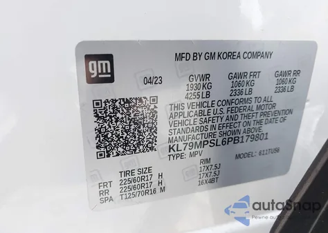 2023 Chevrolet Trailblazer Fwd Lt z USA, uszkodzony, nr VIN KL79MPSL6PB179801